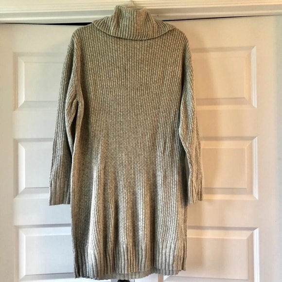 New LUSH Ribbed Turtleneck Tunic Sweater Dress Heather Grey LG - Picture 4 of 5